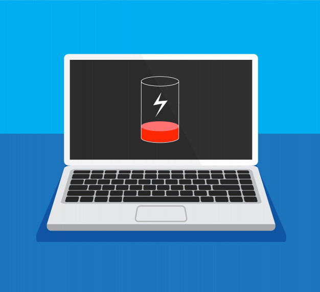 バッテリーが切れそうなパソコン