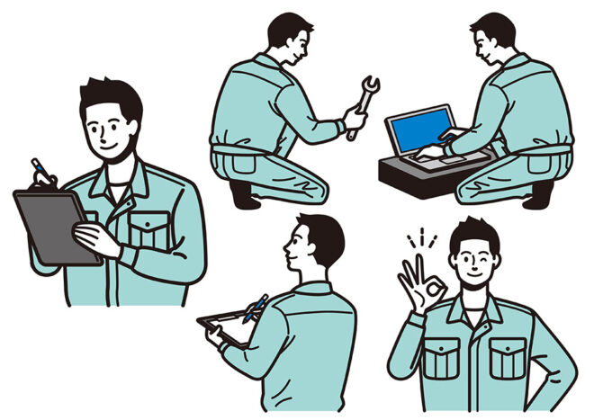 パソコンのメンテナンスをする男性