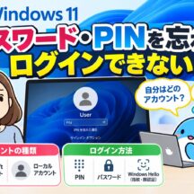 【Windows 11】パスワード・PINを忘れてログインできない！Microsoftアカウントとローカルアカウントの対処法